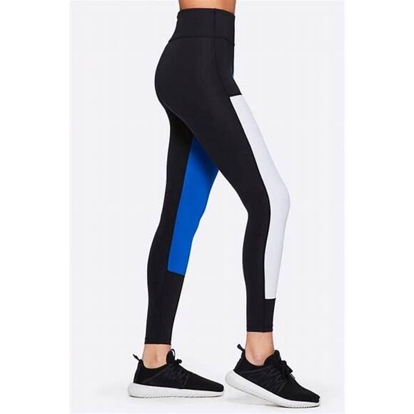 ALALA Patchwork Colorblock Black Blue Performance Athletic Leggings Size S - Picture 1 of 8